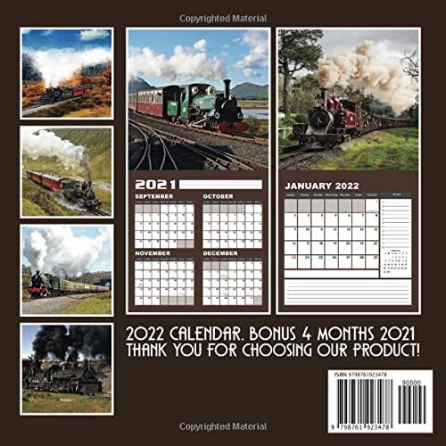 Steam Railways of Great Britain Calendar 2022: January 2022 - December 2022 OFFICIAL Squared Monthly Calendar, 12 Months | BONUS 4 Months 2021