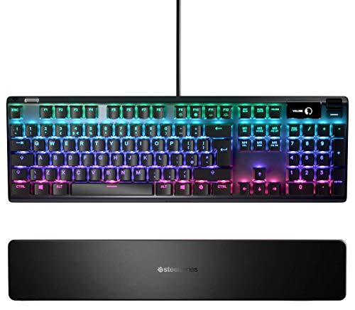 SteelSeries Apex 7 - Teclado mecánico para gaming – Smart Display OLED – Retroiluminación LED RGB - Interruptores azul - Teclado inglesa (QWERTY)