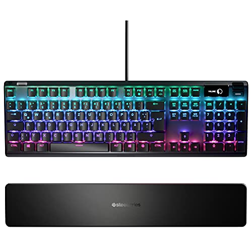 SteelSeries Apex 7 - Teclado mecánico para gaming – Smart Display OLED – Retroiluminación LED RGB - Interruptores marrónes - Teclado alemana (QWERTZ)