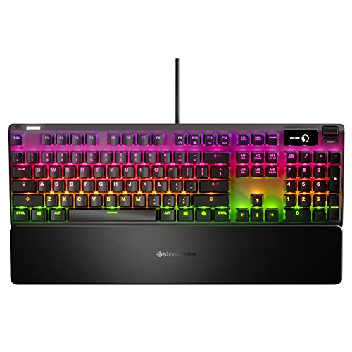 SteelSeries Apex 7 - Teclado mecánico para gaming – Smart Display OLED – Retroiluminación LED RGB - Interruptores marrónes - Teclado alemana (QWERTZ)