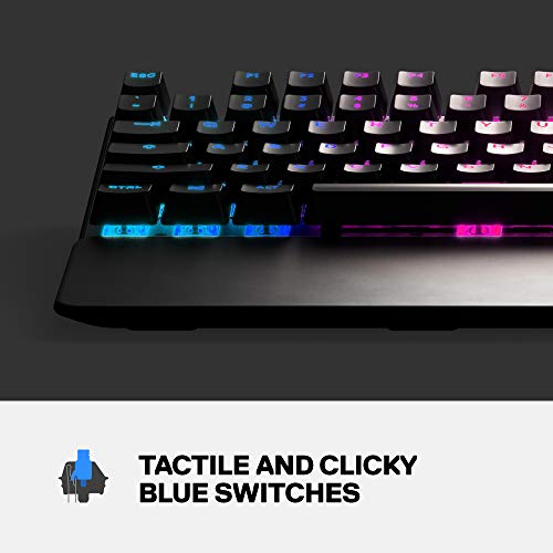 SteelSeries Apex 7 Teclado mecánico para juegos – Pantalla inteligente OLED – Pasaje USB y controles multimedia – táctil y clicky – Retroiluminación RGB (interruptor azul)