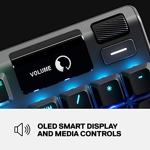 SteelSeries Apex 7 Teclado mecánico para juegos – Pantalla inteligente OLED – Pasaje USB y controles multimedia – táctil y clicky – Retroiluminación RGB (interruptor azul)
