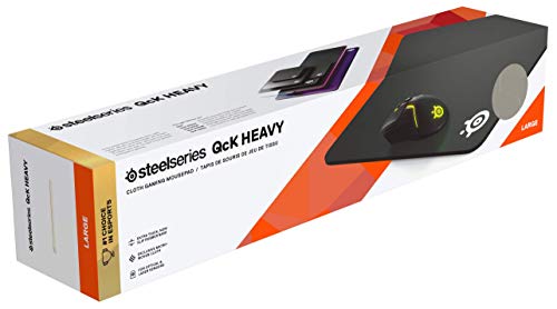SteelSeries QcK Heavy - Alfombrilla de ratón para juegos - Base de goma antideslizante extragruesa - Optimizada para sensores de juegos - Tamaño L (450mm x 400mm x 6mm)