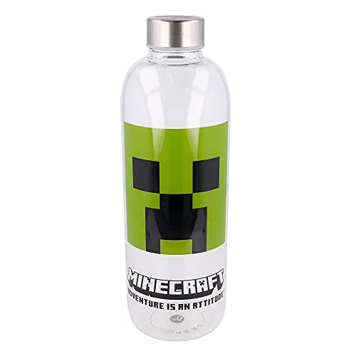 Stor Minecraft | Botella De Agua De Cristal De Borosilicato Reutilizable - 1030 ml - Botella De Agua De Vidrio con Tapón Hermético