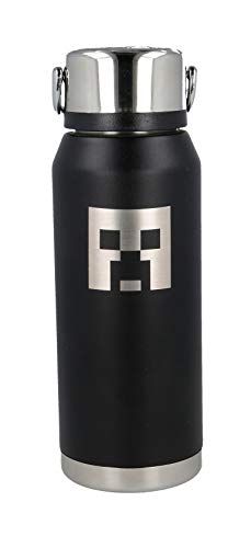 Stor Minecraft | Botella de Agua Termo Reutilizable de Acero Inoxidable | Botella de Agua aislada al vacío con diseño de Doble Pared para Mantener la Temperatura - Tapa con asa - Libre BPA - 505 ml