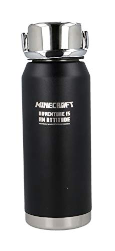 Stor Minecraft | Botella de Agua Termo Reutilizable de Acero Inoxidable | Botella de Agua aislada al vacío con diseño de Doble Pared para Mantener la Temperatura - Tapa con asa - Libre BPA - 505 ml