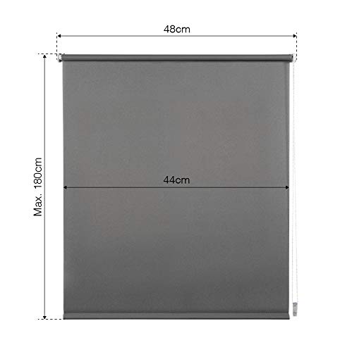 STORESDECO Estor Enrollable traslúcido EasyFix, fácil instalación sin taladrar, Ideal para Ventanas abatibles (45 cm x 180 cm, Gris)