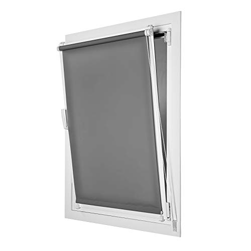 STORESDECO Estor Enrollable traslúcido EasyFix, fácil instalación sin taladrar, Ideal para Ventanas abatibles (45 cm x 180 cm, Gris)