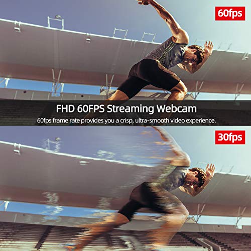 Streaming Webcam 1080p 60fps, AUSDOM AF660 Enfoque Automático Streaming Web Camera con Ring Light y micrófonos de reducción de Ruido Dual para PC, Mac, Livestreamers, Twitch, Xsplit, Zoom, Skype