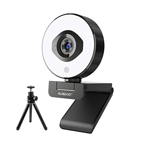 Streaming Webcam 1080p 60fps, AUSDOM AF660 Enfoque Automático Streaming Web Camera con Ring Light y micrófonos de reducción de Ruido Dual para PC, Mac, Livestreamers, Twitch, Xsplit, Zoom, Skype