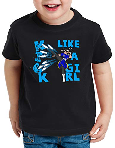 style3 Kick Like a Girl Camiseta para Niños T-Shirt Final SNES ps3 ps4 ps5 Street Beat em up Arcade, Talla:128