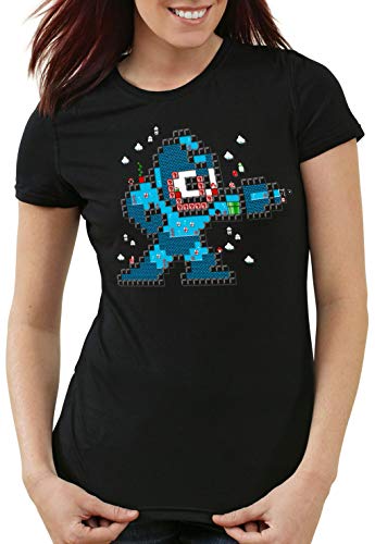 style3 Mega Pixel Level Camiseta para Mujer T-Shirt Switch Lite Smash Bros NES 8bit, Talla:XL