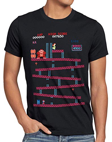 style3 Retro Kong Camiseta para Hombre T-Shirt Donkey Geek NES Nerd Gamer, Talla:L