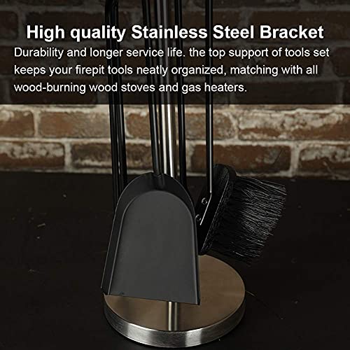 Stylish Forged Iron Fireplace Tools Easy to Assemble Fireside Companion Set Five Piece Hand-crafted Heirloom-quality Tool Set