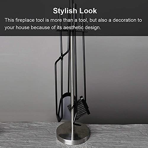 Stylish Forged Iron Fireplace Tools Easy to Assemble Fireside Companion Set Five Piece Hand-crafted Heirloom-quality Tool Set