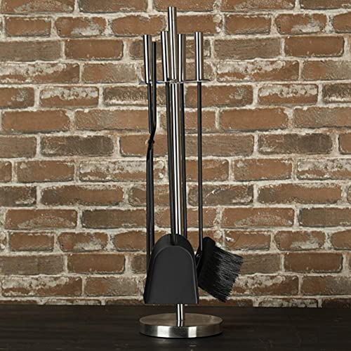 Stylish Forged Iron Fireplace Tools Easy to Assemble Fireside Companion Set Five Piece Hand-crafted Heirloom-quality Tool Set