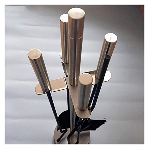 Stylish Forged Iron Fireplace Tools Easy to Assemble Fireside Companion Set Five Piece Hand-crafted Heirloom-quality Tool Set