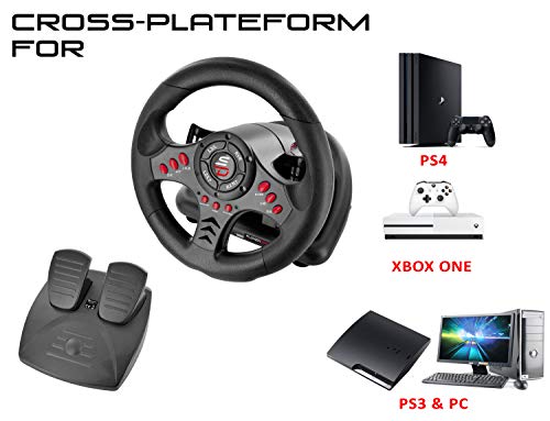 Subsonic Superdrive - Volante de carreras SV400 con pedales y paletas de cambio para PS4 - Xbox One - PC y PS3