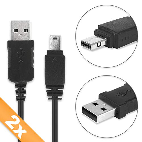 subtel® Cable USB dato Compatible con Casio Exilim EX-FC100 EX-Z2 EX-Z550 EX-Z1050 -Z100 EX-Z75 EX-Z80 -Z85 EX-Z90 EX-ZR10 -ZR100 EX-S12 -S10 EX-H20g EX-F1 EX-FH100 -FH20 EX-H30 EMC-6 Cable de Carga