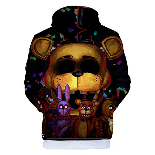 Sudadera con capucha con estampado de cómic en 3D FNAF Five Ni-gh-ts at Fre-ddy's con cordón para niños, niña, niño, adulto, Tipo 2., M