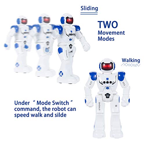 SUNNOW Robot Juguete Programación Inteligente Gestos Control Robots Recargable Multifuncionales Robot de Radiocontrol, Juguete Ideal para Niños (Azul)