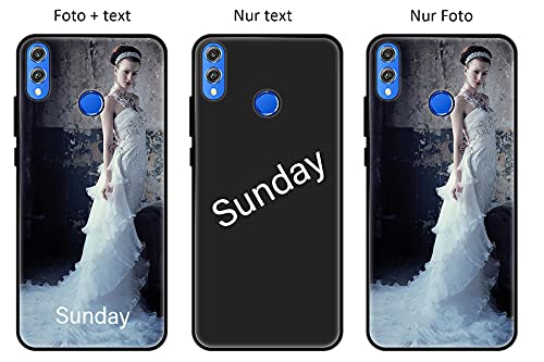 Sunrive Funda Personalizada Compatible con Honor 8X/View 10 Lite, Carcasa Personalizable para tu móvil con Foto Imagen Frase o Texto-(Silicone Frontera+Cristal Templado Posterior)