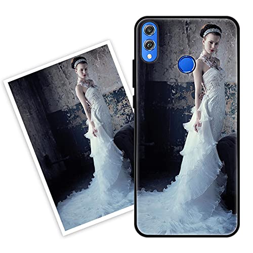 Sunrive Funda Personalizada Compatible con Honor 8X/View 10 Lite, Carcasa Personalizable para tu móvil con Foto Imagen Frase o Texto-(Silicone Frontera+Cristal Templado Posterior)