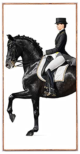Sunsightly Cuadro De Lienzo Clásico De Carreras De Caballos, Impresiones En Lienzo, Póster, Imágenes De Arte De Caballo Negro para Sala De Estar, Decoración De Dormitorio Moderno, Sin Marco