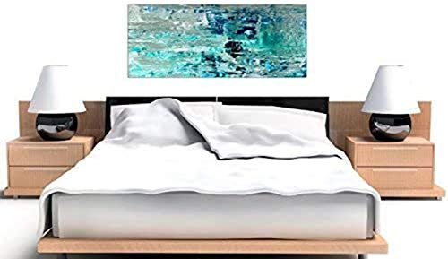 Sunsightly Impresiones en Lienzo, Turquesa Verde Azulado Pintura Abstracta Arte de la Pared Impresión en Lienzo Arte Moderno Pintura Decoración para el hogar Sin Marco 50x100cm （20"× 40"）