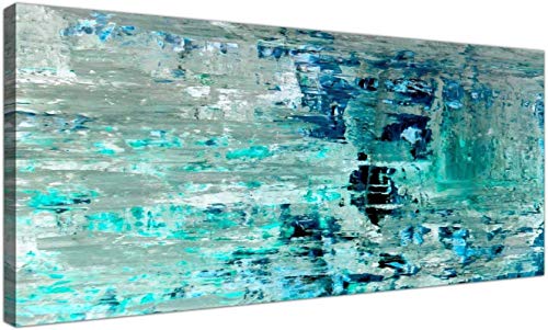 Sunsightly Impresiones en Lienzo, Turquesa Verde Azulado Pintura Abstracta Arte de la Pared Impresión en Lienzo Arte Moderno Pintura Decoración para el hogar Sin Marco 50x100cm （20"× 40"）