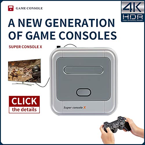 Super Console X Consola de videojuegos Consola de juegos retro con 128 tarjetas incorporadas más de 41,000 juegos, consolas de juegos clásicas para salida HDMI de TV 4K, soporte NES/N64/PS1/PSP
