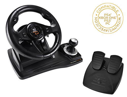 Superdrive - Volante de carreras GS500 con palanca de cambios, pedal y vibraciones para PS4, Xbox One, PC, PS3