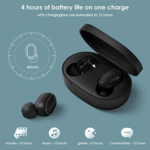 superpow Xiaomi Redmi Airdots 2 Auriculares Inalámbricos, Wireless Earbuds Auriculares inalámbricos Bluetooth 5.0 Auriculares Bluetooth Anti-transpiración IPX4 con Auriculares con micrófono
