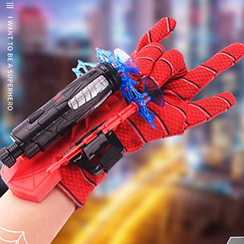 SUPYINI Spiderman Launcher Guantes, accesorios de disfraz de Spiderman, guante de plástico Cosplay héroe Launcher juguetes de muñeca para niños, para fanáticos de Spiderman