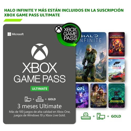 Suscripción Xbox Game Pass Ultimate - 3 Meses | Halo Infinite se incluye con la suscripción | Xbox & Windows 10 - Código de descarga