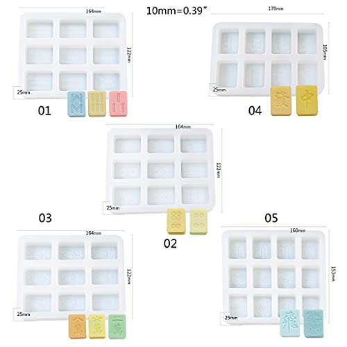 SUSHUN Chinese Mahjong Shape Material de Silicona Chocolate Ice Cube Molde Jabón Molde de Silicona Decoración de Pasteles Regalo para Amigos Jelly Sugar Candy Chocolate Fondant Cake Decoration Wanzi