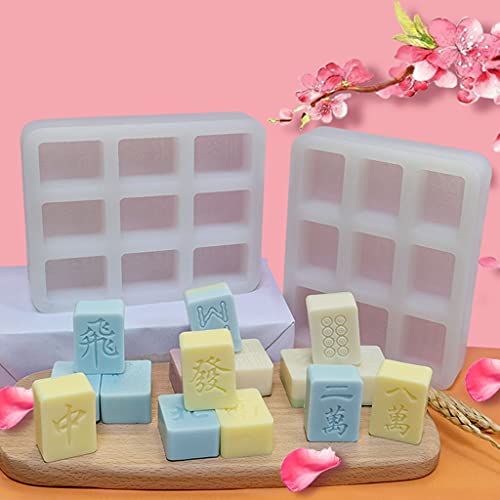 SUSHUN Chinese Mahjong Shape Material de Silicona Chocolate Ice Cube Molde Jabón Molde de Silicona Decoración de Pasteles Regalo para Amigos Jelly Sugar Candy Chocolate Fondant Cake Decoration Wanzi