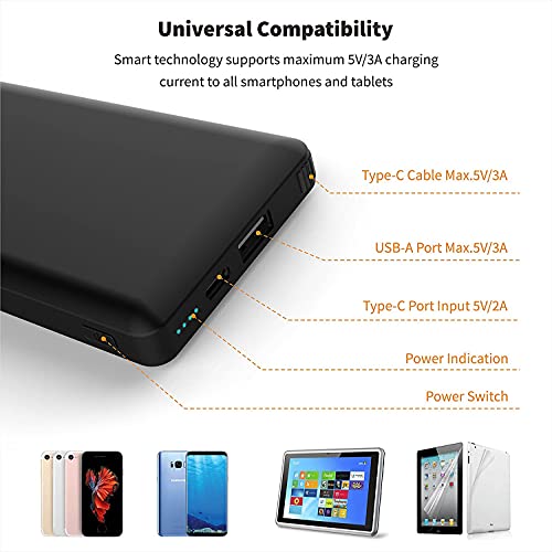 sutefoto Battery Backup Power Bank Compatible con Switch, 10000mAh Rechargeable Extended Cargador de batería con Cable Tipo C Compatible con NS Switch iPad y teléfonos