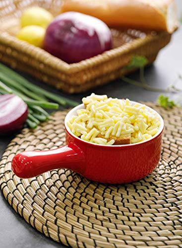 Sweese 109.104 - Juego de 4 cuencos de sopa de cebolla de porcelana con asas, para sopa, cereales, guisos, chile, juego de 4 unidades, color rojo