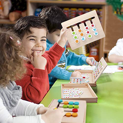 Symiu Juguetes Niños 3 Años Juguetes Montessori Tablero Juego de Madera Puzzles Infantiles con Tarjetas de Patrón y Disco de Color Juguete De Rompecabezas Madera para Niños 3 4 5 Años