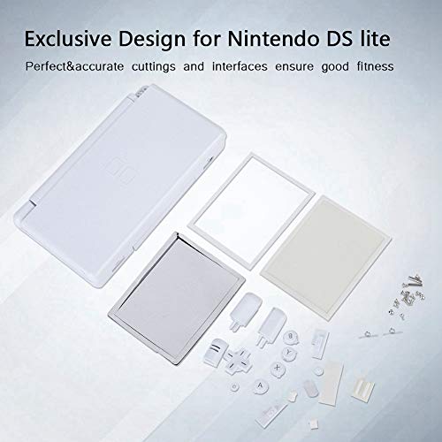 T osuny Piezas de reparación Completas para Nintendo DS Lite, Carcasa de Carcasa de Consola de Juegos portátil, Kit de reemplazo de máquina de Juego para Nuevo NDSL con Apariencia compacta(Blanco)