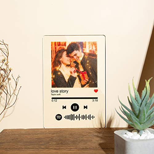 Tablero De Música Spotify Personalizado Código Spotify Placa Bricolaje con Foto Acrílico Transparente Arte Tarjeta Música Decoración Habitación Regalo para Pareja Madre BFF Regalo De Cumpleaños