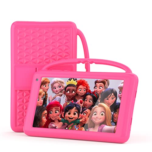 Tablet Niños 7 Pulgadas Android 10.0 Pie Pantalla IPS HD WiFi QuadCore Tablet PC para Niños - Certificación GMS 2GB + 32GB Funda Silicona Portátil Mano Regalo Cumpleaños para Niños (Pink)