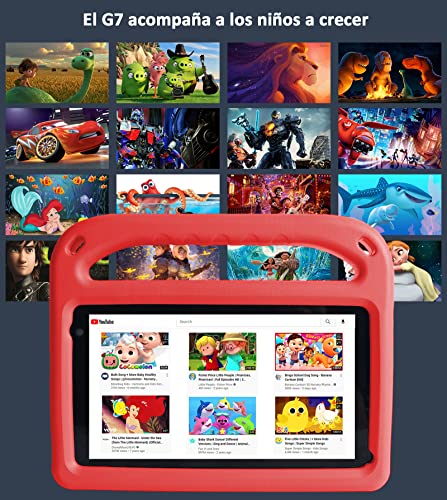 Tablet para Niños 7 Pulgadas Android 11 con 32 GB ROM 2 GB RAM, WiFi, Bluetooth, Control Parental, Play Store Instalado, Cámara Dual, Expansión MicroSD, con Estuche para Tableta (Rojo)