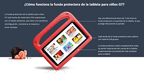 Tablet para Niños 7 Pulgadas Android 11 con 32 GB ROM 2 GB RAM, WiFi, Bluetooth, Control Parental, Play Store Instalado, Cámara Dual, Expansión MicroSD, con Estuche para Tableta (Rojo)