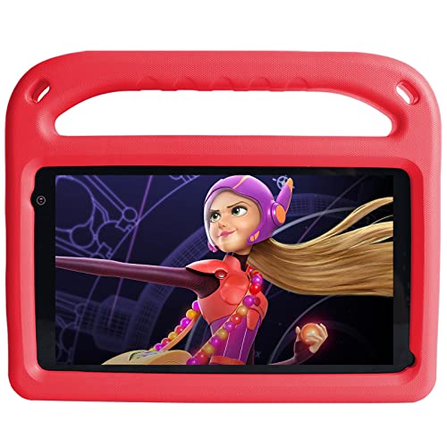 Tablet para Niños 7 Pulgadas Android 11 con 32 GB ROM 2 GB RAM, WiFi, Bluetooth, Control Parental, Play Store Instalado, Cámara Dual, Expansión MicroSD, con Estuche para Tableta (Rojo)