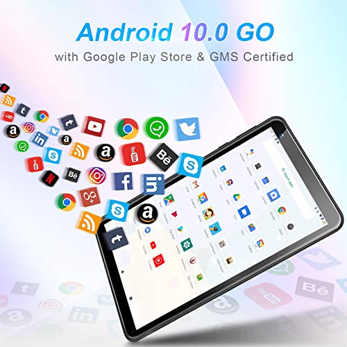 Tablet qunyiCO Y7 Android 10.0 GO 7 Pulgadas, 2GB de RAM 32 GB de Almacenamiento, cámara Dual Quad-Core 1024x600 IPS Pantalla de visualización HD, Bluetooth Wi-Fi, Google GMS Certified 3000 mAh