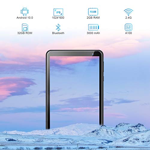 Tablet qunyiCO Y7 Android 10.0 GO 7 Pulgadas, 2GB de RAM 32 GB de Almacenamiento, cámara Dual Quad-Core 1024x600 IPS Pantalla de visualización HD, Bluetooth Wi-Fi, Google GMS Certified 3000 mAh