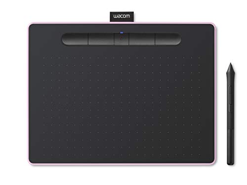 Tablet Wacom Intuos M con Bluetooth, tableta gráfica inalámbrica para pintar, esbozar y retocar fotografías con 5 versiones de software creativo para descargar, color rosa