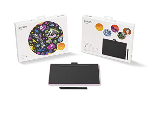 Tablet Wacom Intuos M con Bluetooth, tableta gráfica inalámbrica para pintar, esbozar y retocar fotografías con 5 versiones de software creativo para descargar, color rosa